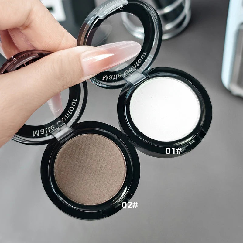 White-Natural 3D Brightening Eyeshadow Matte Highlighter Contour Palette Long-Lasting Eye Makeup Plate Brighten Face High Gloss Zpaxo