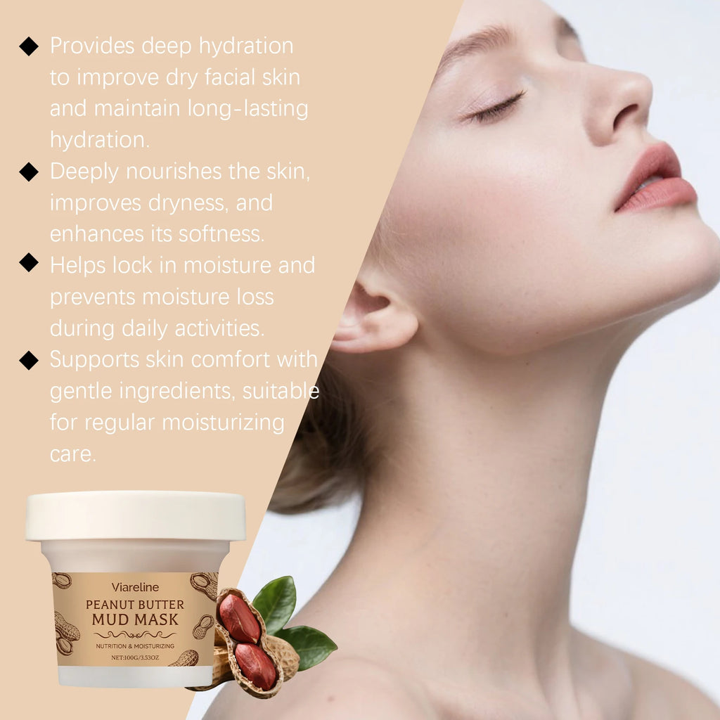 Peanut Moisturizing Mud Mask for Cleansing Facial Skin, Improves Facial Dryness, Refines Pores, Hydrating Mud Mask Zpaxo