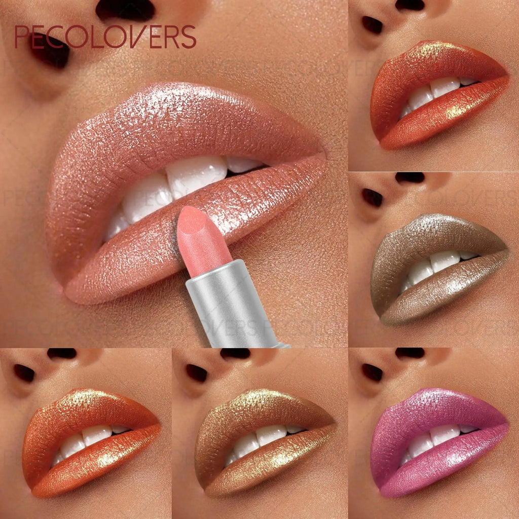 Shimmer Metallic Lip Gloss Lipstick,Shiny Lip Gloss,Hydrating, Long-Lasting, Non-Sticky,Lipstick Zpaxo