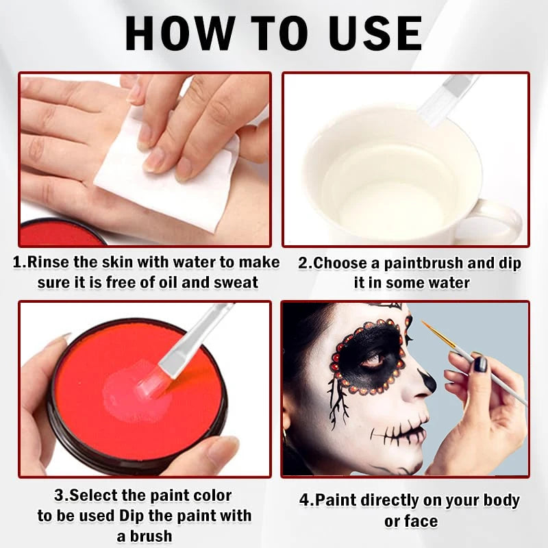 Professional Face Body Paint Safe Single Halloween Christmas Makeup Zpaxo