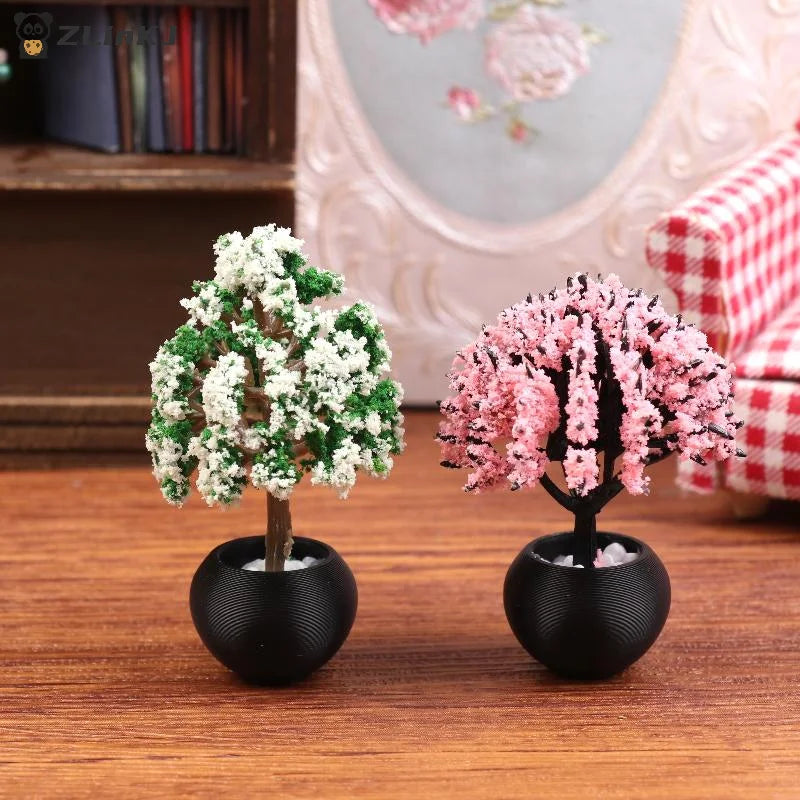 ▶2Pcs 1/12 Dollhouse Simulation Flower Pot Model Doll Home Miniature Potted Plants Garden Ornament Micro Scene Decor Zpaxo