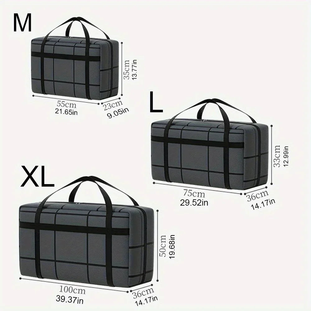 Large Capacity Portable Folding Duffel Bag Hand-Held Clothing Storage with Double Zipper Padded Wardrobe Organizer for Moving Zpaxo