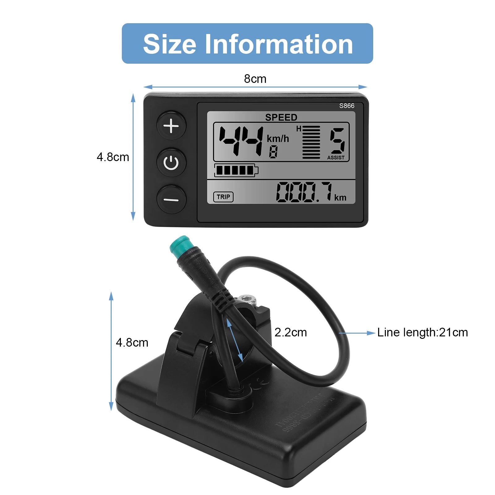 Bike Instrument S866 LCD Display Speedometer Odometer Handlebar 24V
