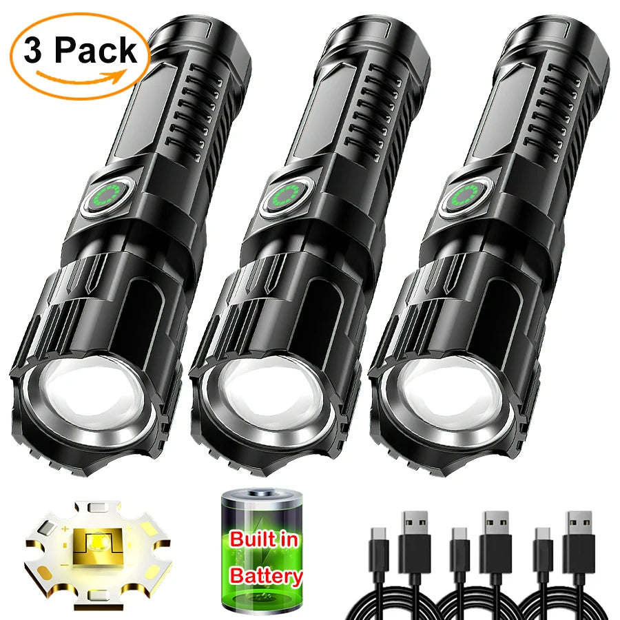 ZHIYU P200 LED Zoom Tactical Flashlight – 1600lm USB Rechargeable