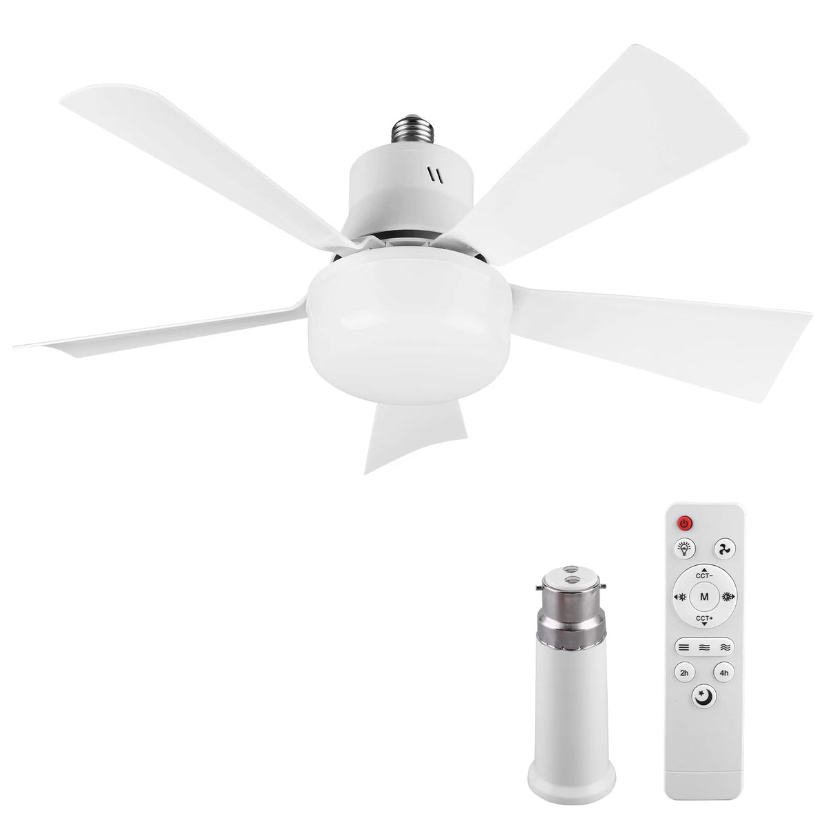 2-in-1 Socket Fan Light Remote 40 Small Ceiling W LED E27 Cordless Zpaxo G-520mm-40W