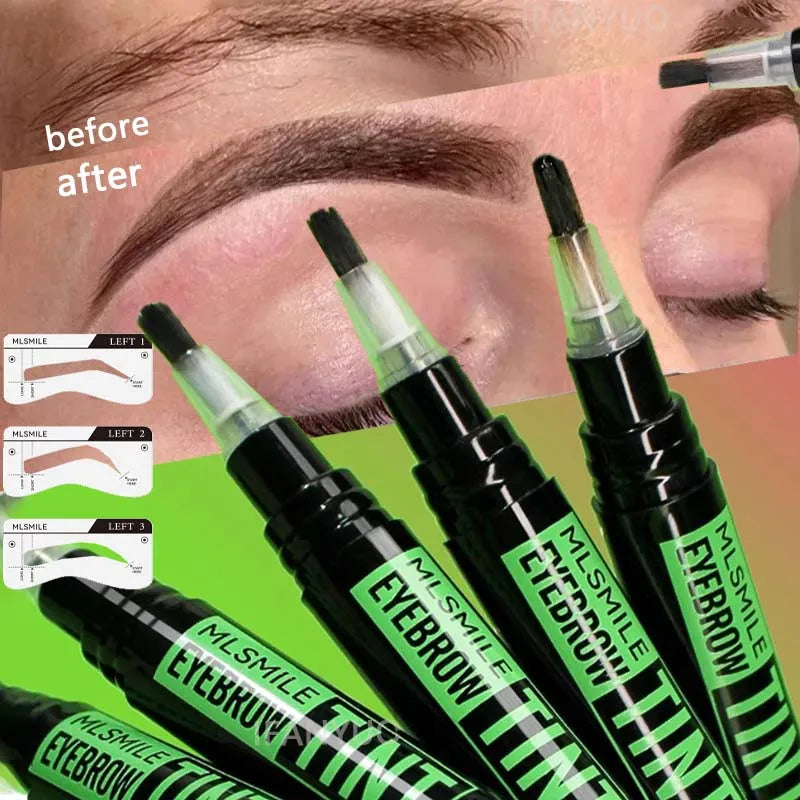 Liquid Eyebrow Dye Tint Brush Pencil Rotating Long Lasting Coloring Lasts 2 Weeks Waterproof Makeup Eye Brow Tattoo Stencil Kits Zpaxo