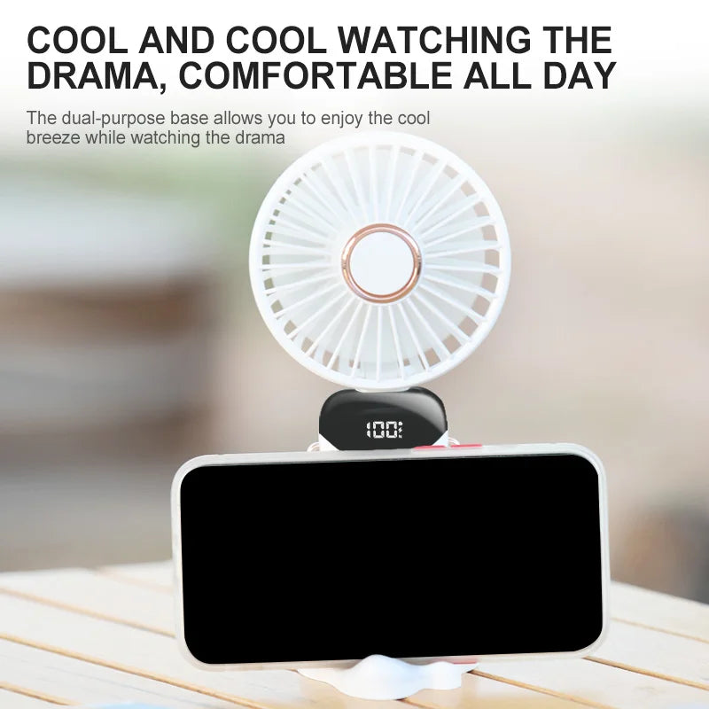 USB Handheld Mini Fan Foldable Portable Neck Hanging 5 Speed