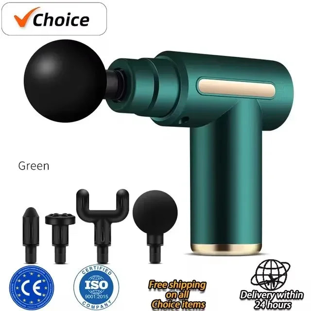 Portable Massage Gun Deep Tissue Wireles Fascia Lightweight Zpaxo Green Type C Charge