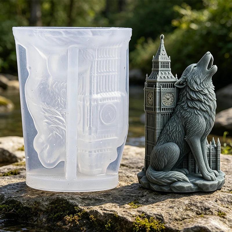 3D Wolf Big Ben Indian Elephant Taj Mahal Lion Colosseum Tiger Candle Silicone Mold DIY Soap Aroma Gypsum Craft Mold Home Decor Zpaxo