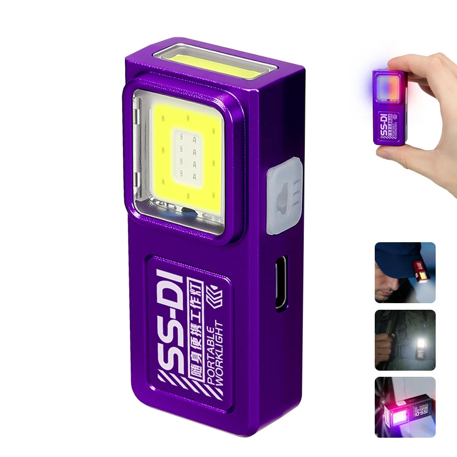 Rechargeable LED Keychain Flashlight – Waterproof Mini Torch LED Keychain Flashlight Zpaxo Purple Fixed Focus