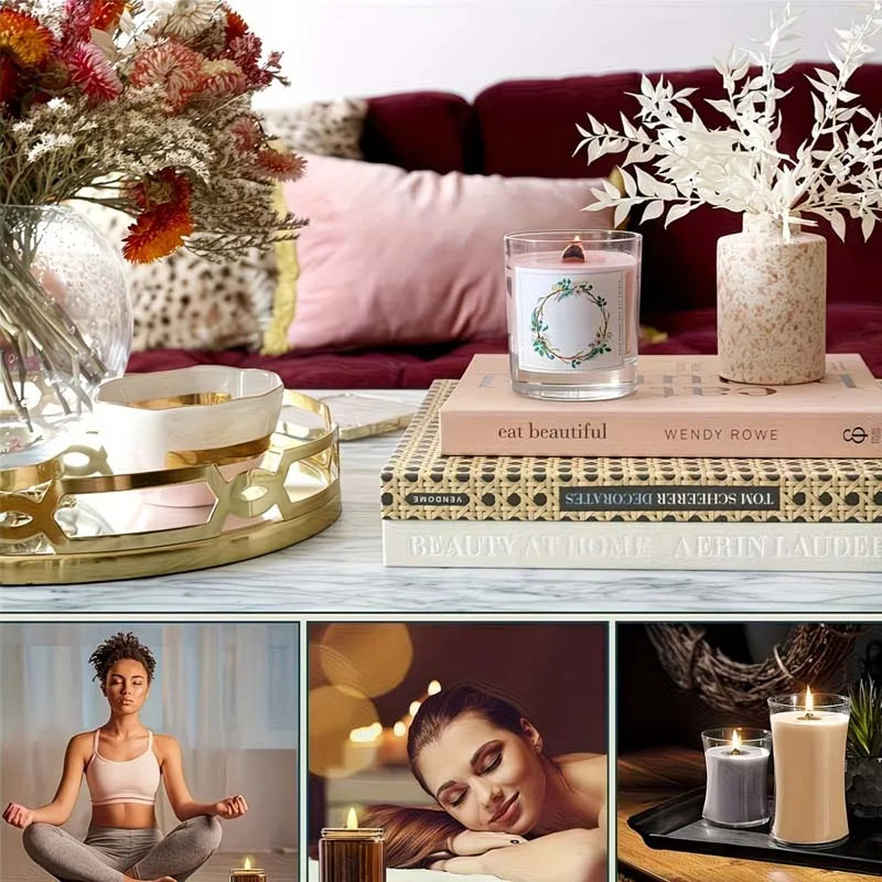 DIY Candle Making Kit - with Natural Wood Wicks, Metal Stands & Glue Dots for Crafting Zpaxo