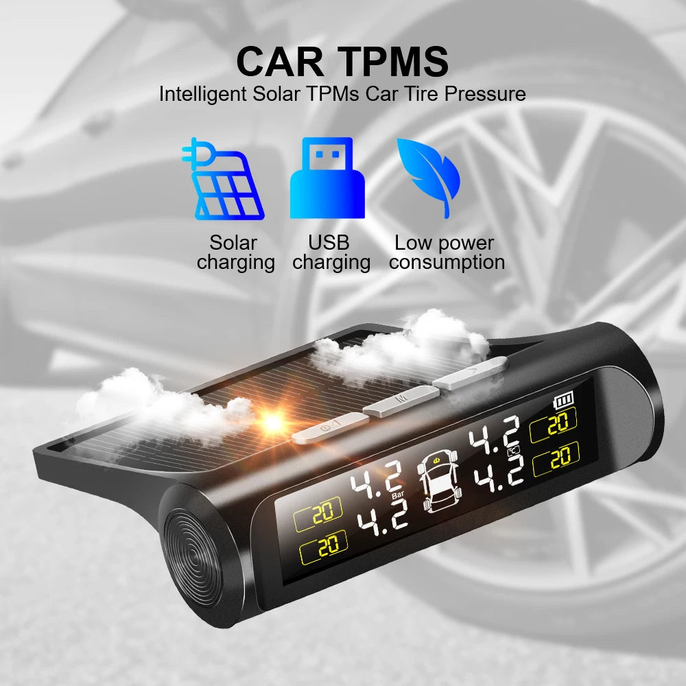 Auto Security Alarm External Sensor 2025 Solar Power Car TPMS Tyre