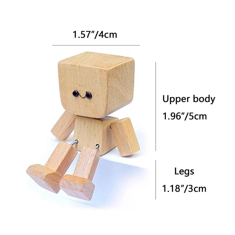 Shaking Wooden Man Figurine – 12 Magnetic Expressions Decor