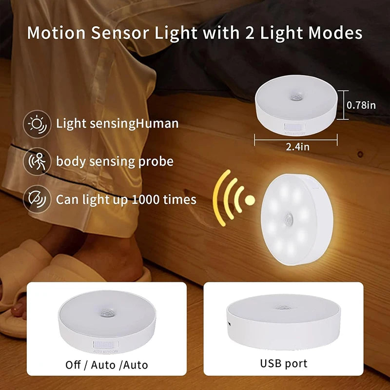 LED Night Light Motion Sensor USB Rechargeable Kitchen Bedroom