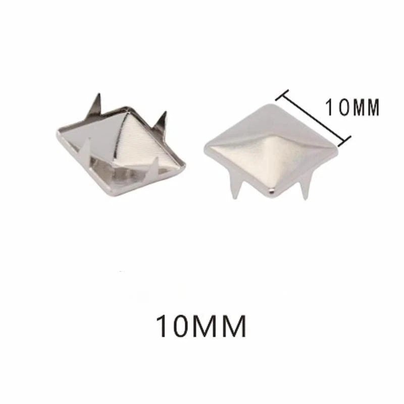 100-Pack Square Pyramid Metal Studs – 4-Prong DIY Punk Spikes