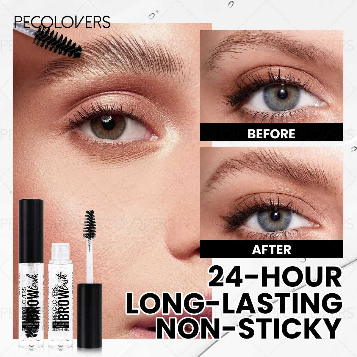 2PCS/Set 3D Eyebrow Shaping Gel-Lightweight Clear, Long-Lasting Waterproof Sweatproof Quick-Dry, Transparent Texture Zpaxo