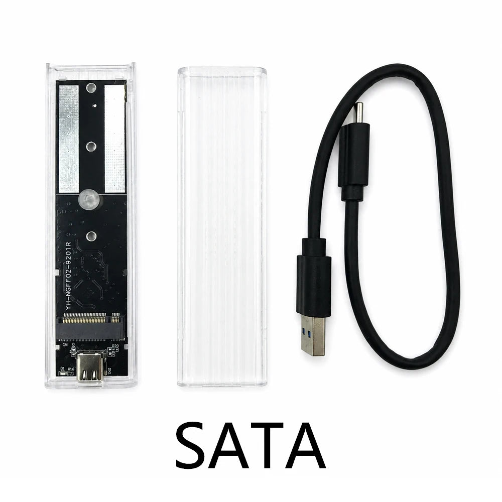 M 2 NVME PCIe NGFF SATA Dual Protocol SSD Case Clear USB C 10Gbps