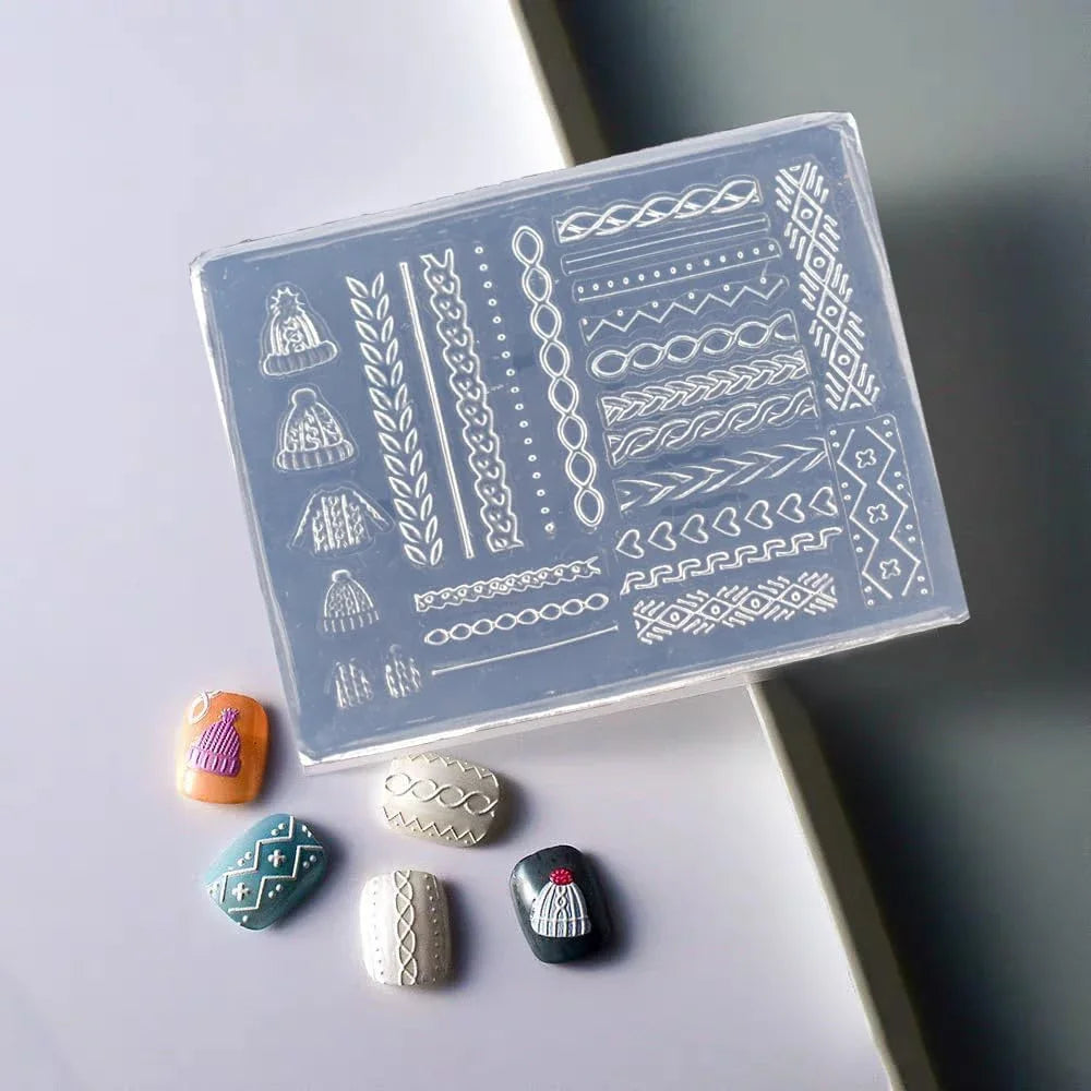 2-Pack 3D Retro Sweater & Flower Silicone Nail Art Molds Nail Art Molds Zpaxo