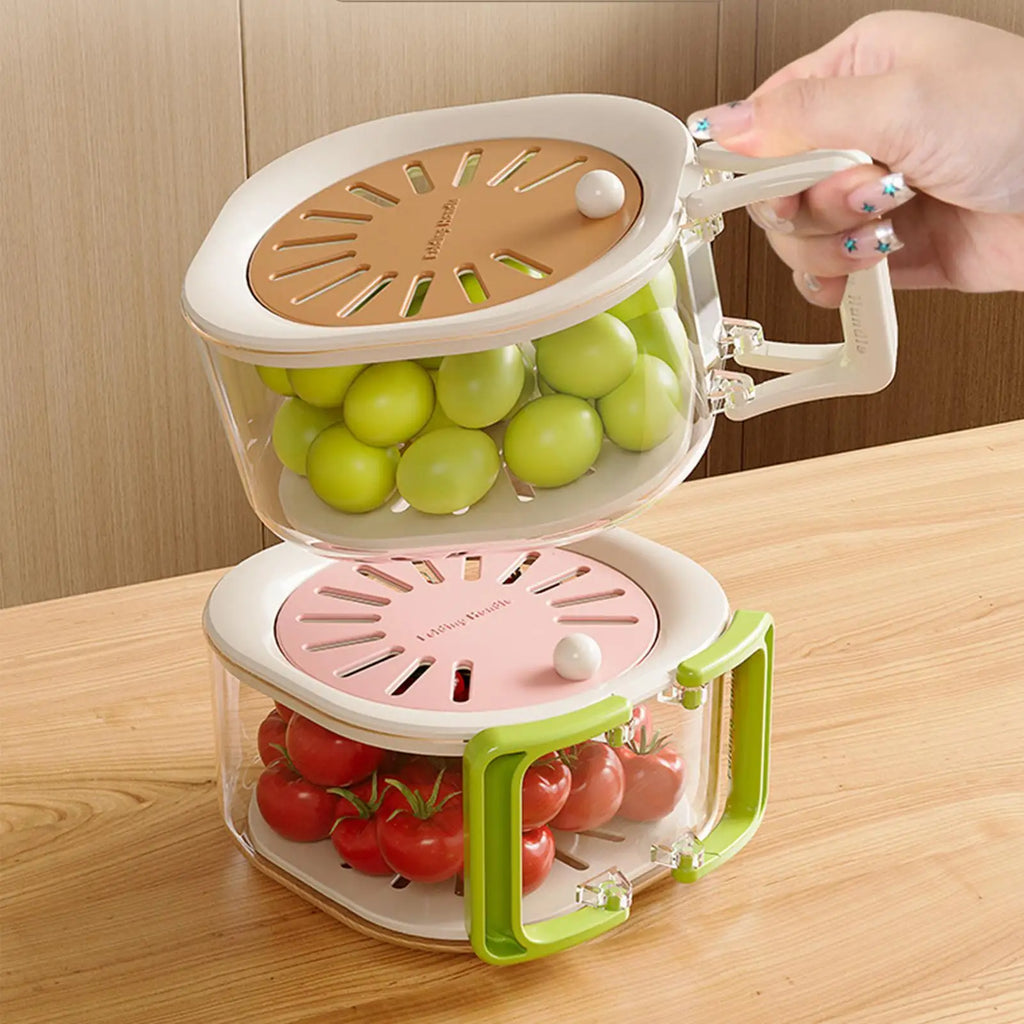 2-in-1 Fruit Washing Bowl & Drain Basket with Foldable Handle Fruit Drain Basket Zpaxo