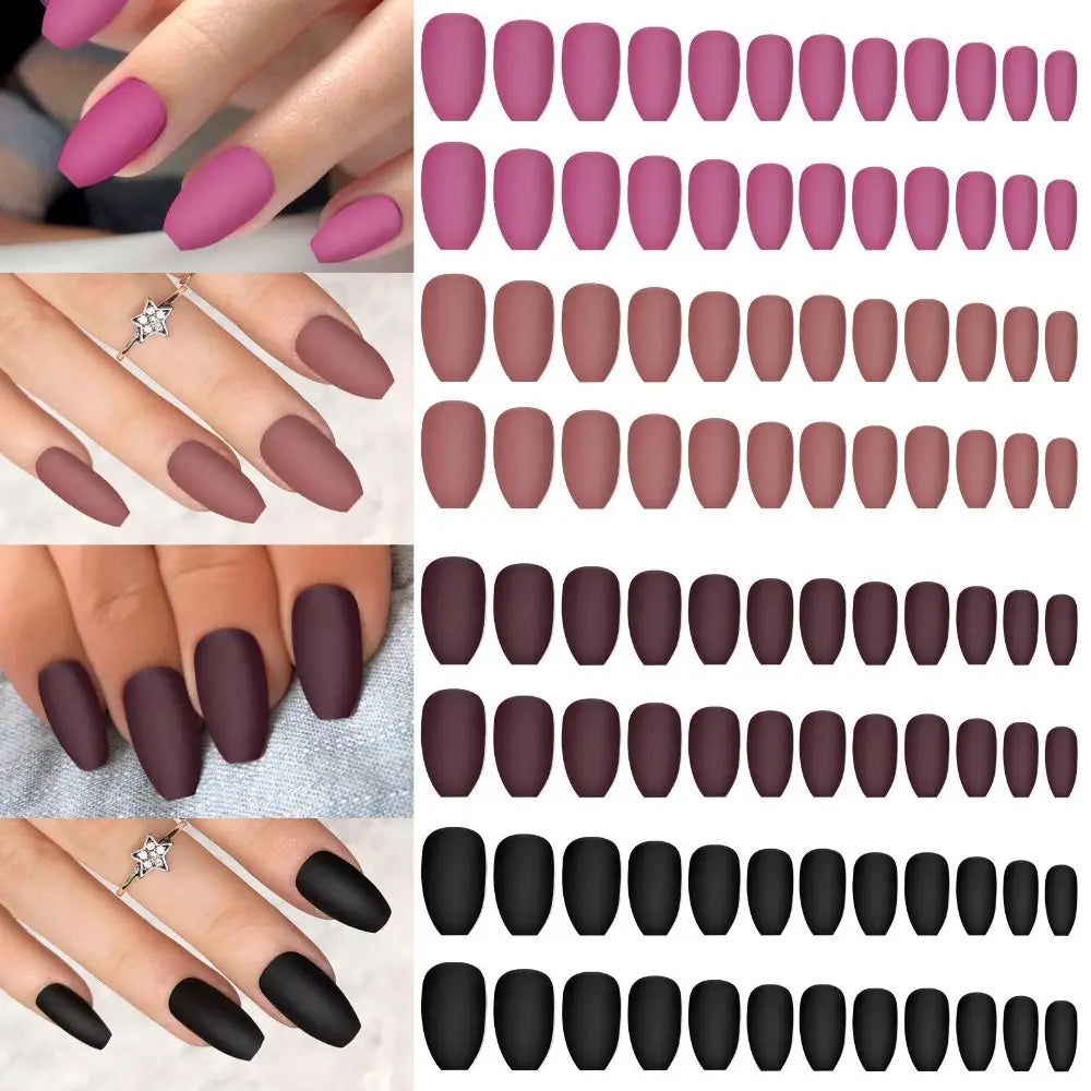 Manicure Long Square Ballerina False Nails French Pure Fake Nials Zpaxo M02