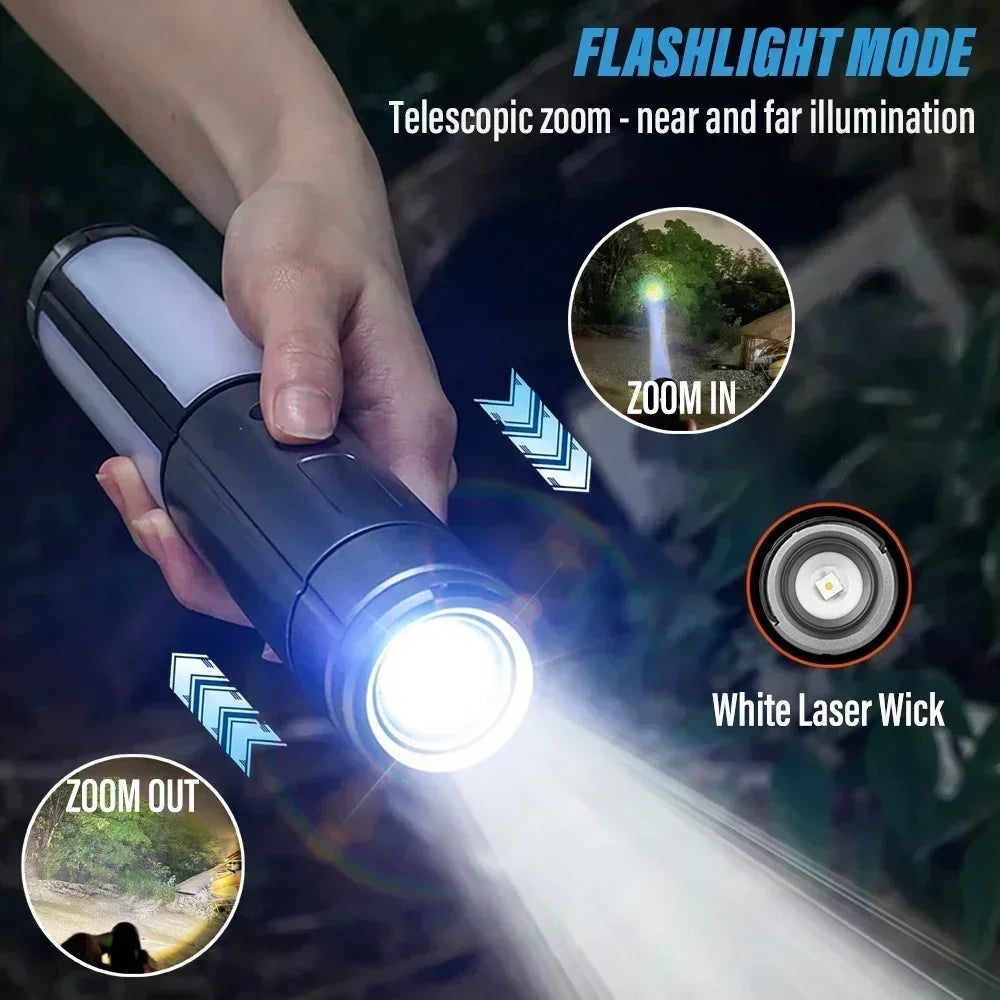 LED Camping Lantern & Flashlight – Rechargeable Telescopic Zoom Camping Lantern Flashlight Zpaxo
