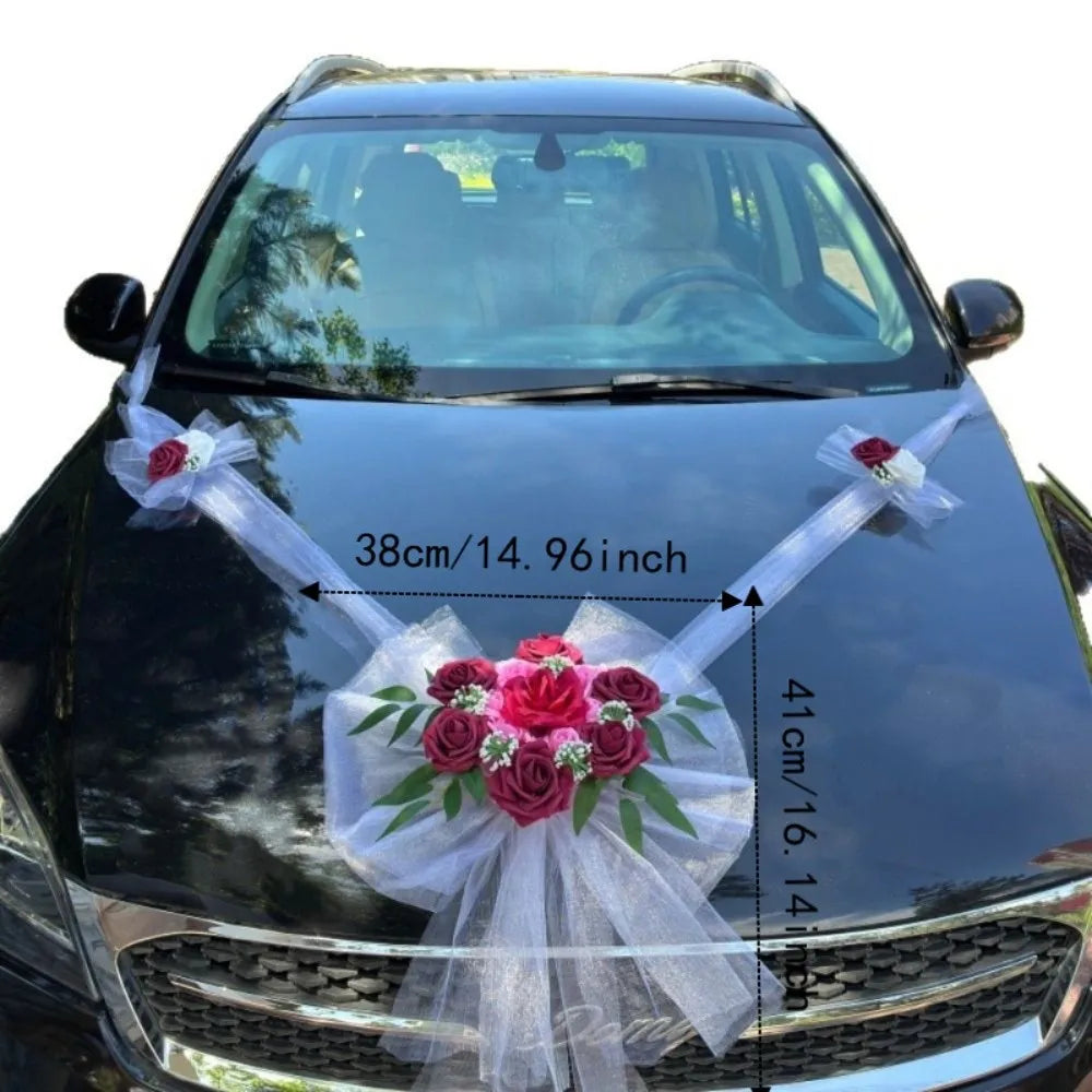 Multi-color Wedding Car Decoration Pollen-free Tulle Bow Artificial Zpaxo