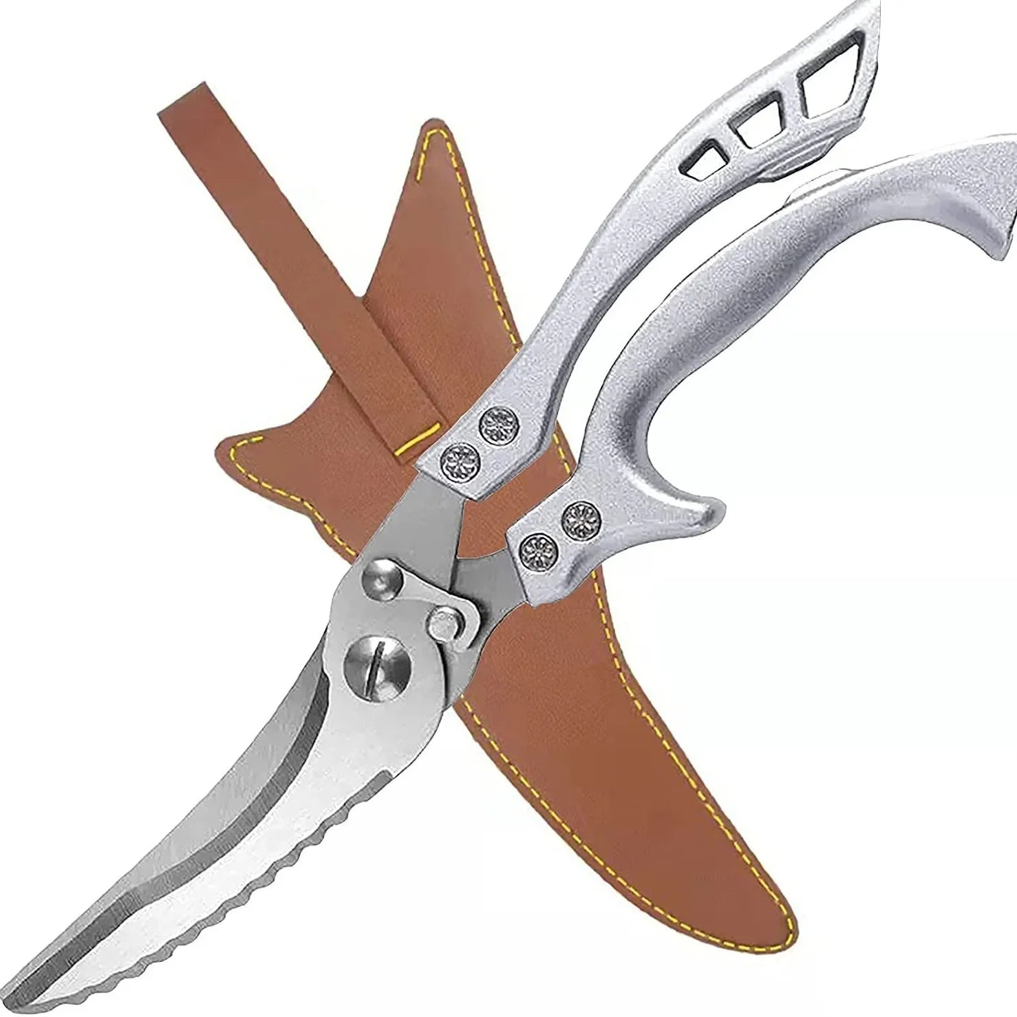 Stainless Steel Kitchen Scissors Chicken Bone Barbecue Scissors Ultra Sharp Utility Scissors Food Meat Fish Vegetables Cutter Zpaxo Set 1