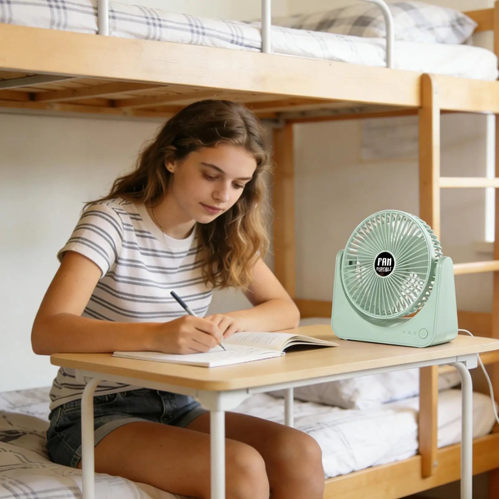 Table Fan Quiet Rechargeable Battery Operated Portable Personal USB