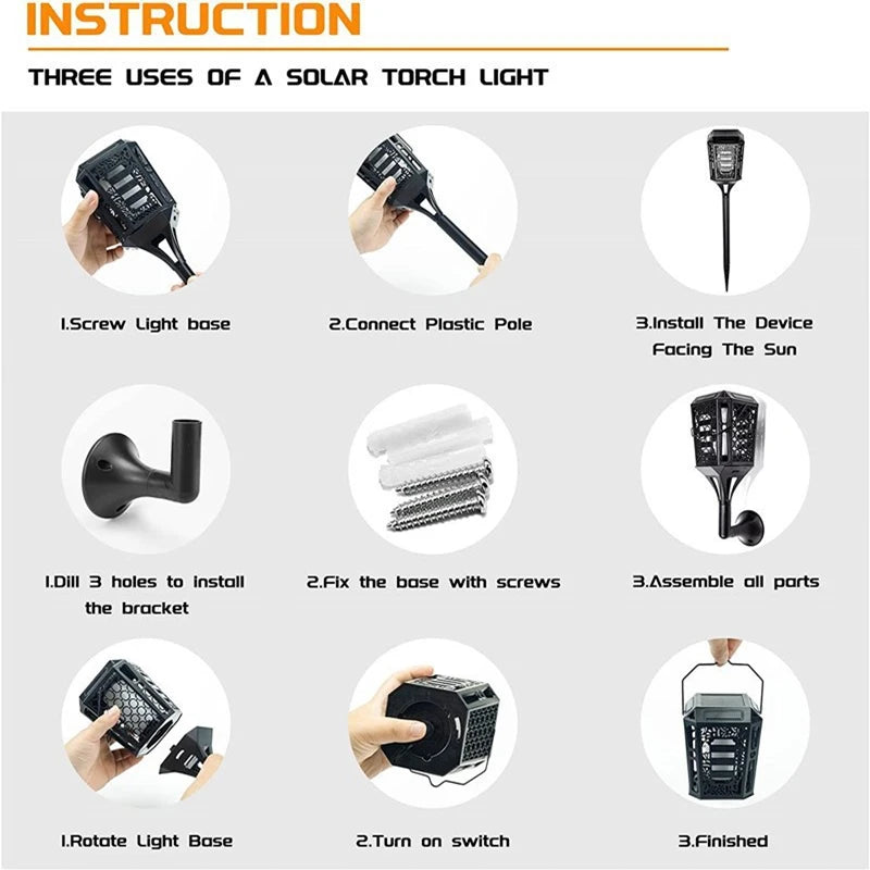 Solar LED Lights Outdoor Garden Landscape Lawn Lamp Retro Metal Zpaxo