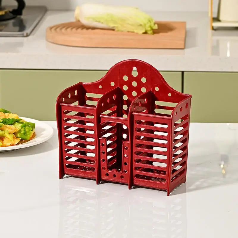Multifunctional 3 Slot Plastic Chopstick Cage Hollow Drain Utensil Zpaxo A3