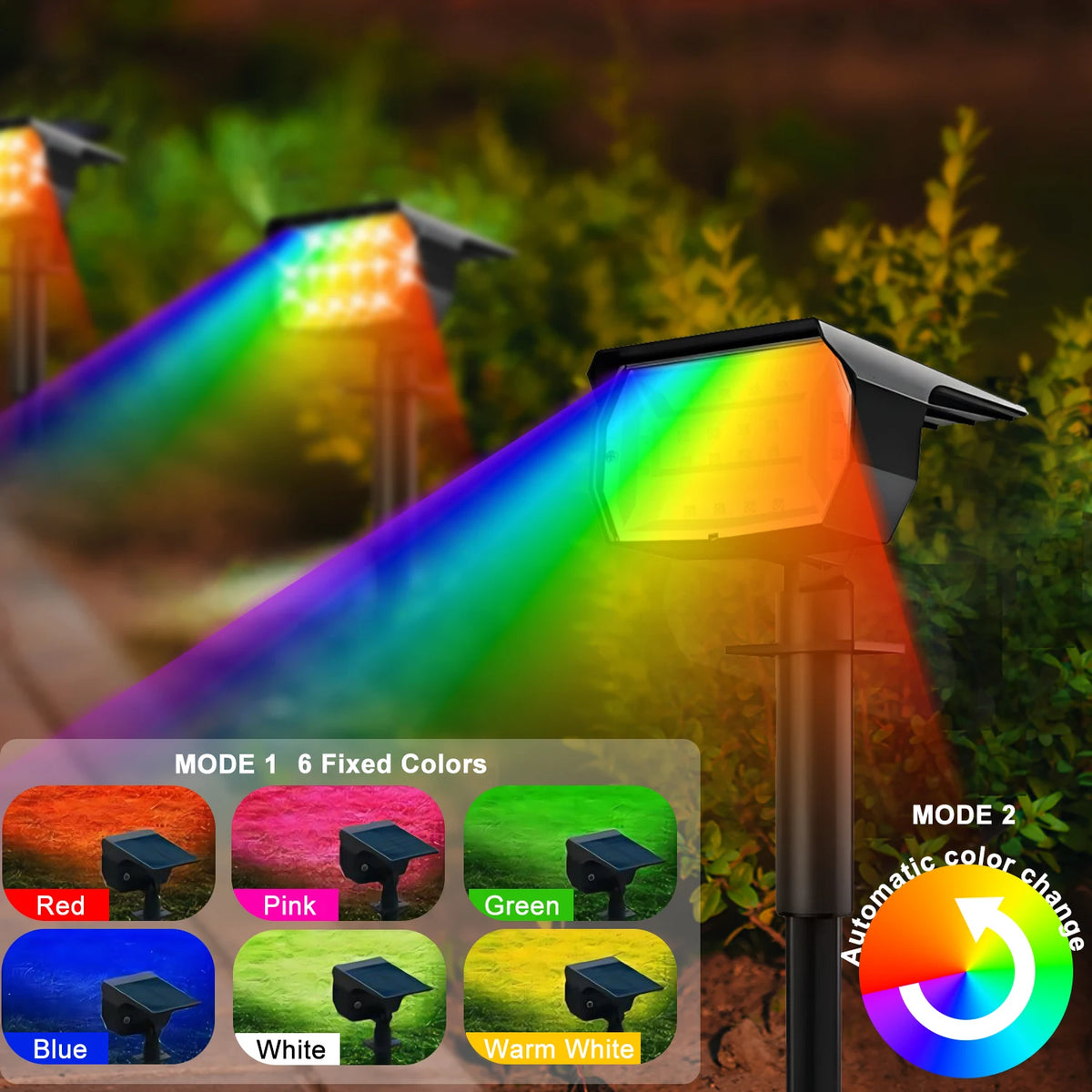 RGB Solar Spotlight Outdoor 37 20LED Landscape Spot Powered Wall Zpaxo