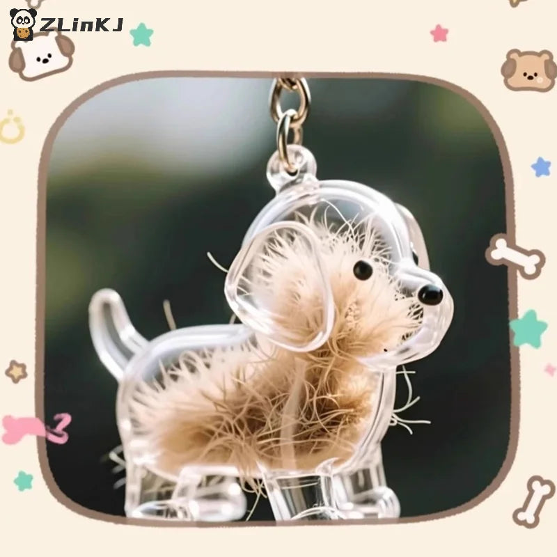 ▶1Pc Clear Puppy Hair Memorial Keepsake Capsule Pet's Dog Fur Container DIY Pendant Keychain Decor Pet Lovers Home Display Gifts Zpaxo