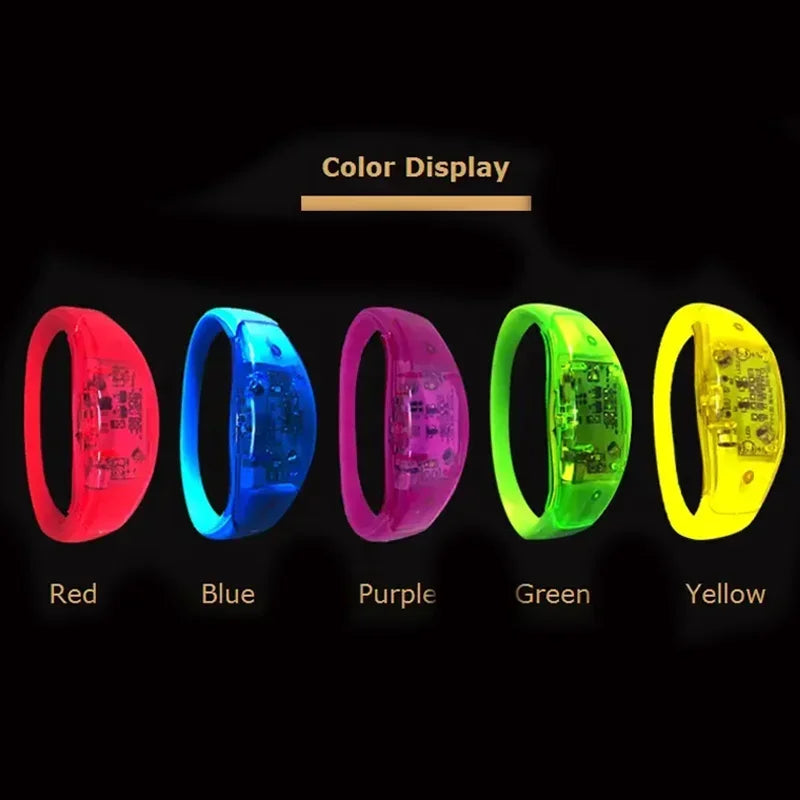 Led Sound Control Bracelet Flashing Wristband Vibration Glow Dark