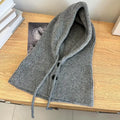 Winter Balaclava Hat Warm Knitted Women's Hood Solid Neck Pullover Zpaxo Gray