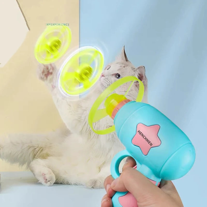Funny Cat Toy Interactive Play Pet Training Mini Flying Disc Windmill