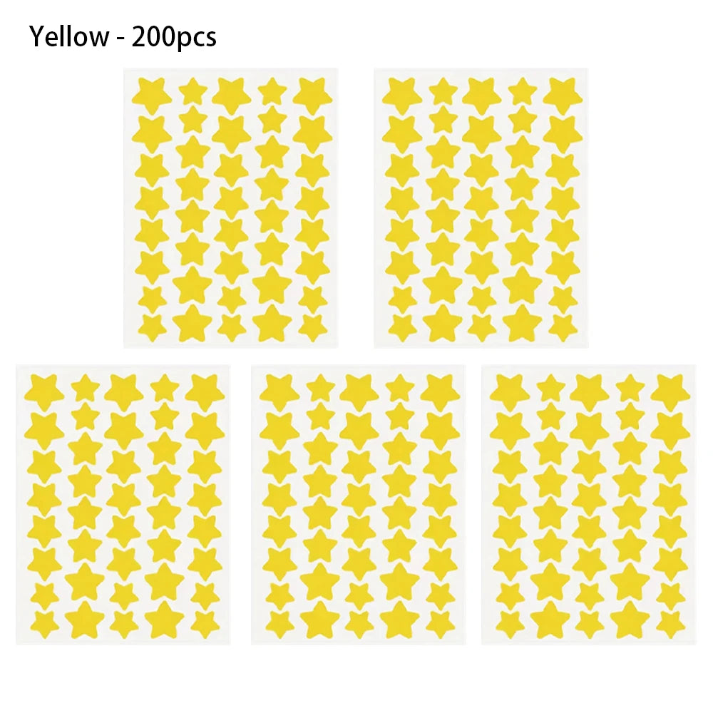 Colorful PE Pimple Patches Cute Star Shaped Cover Sticker Invisible Zpaxo Yellow-200pcs
