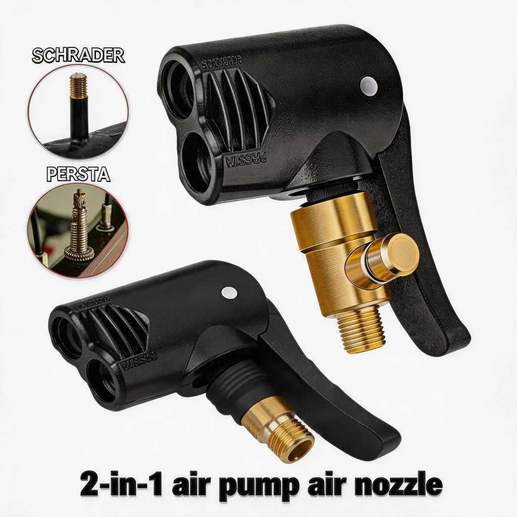 Metal 2-in-1 Pump Nozzle Adapter – Bike, Motorcycle & Car