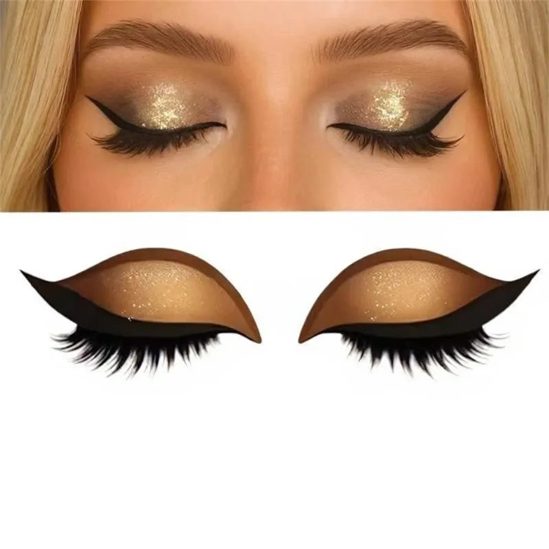 1 2 Pair Reusable Lazy Eye Shadow Eyelash Patch 2-In-1 Eyes Makeup