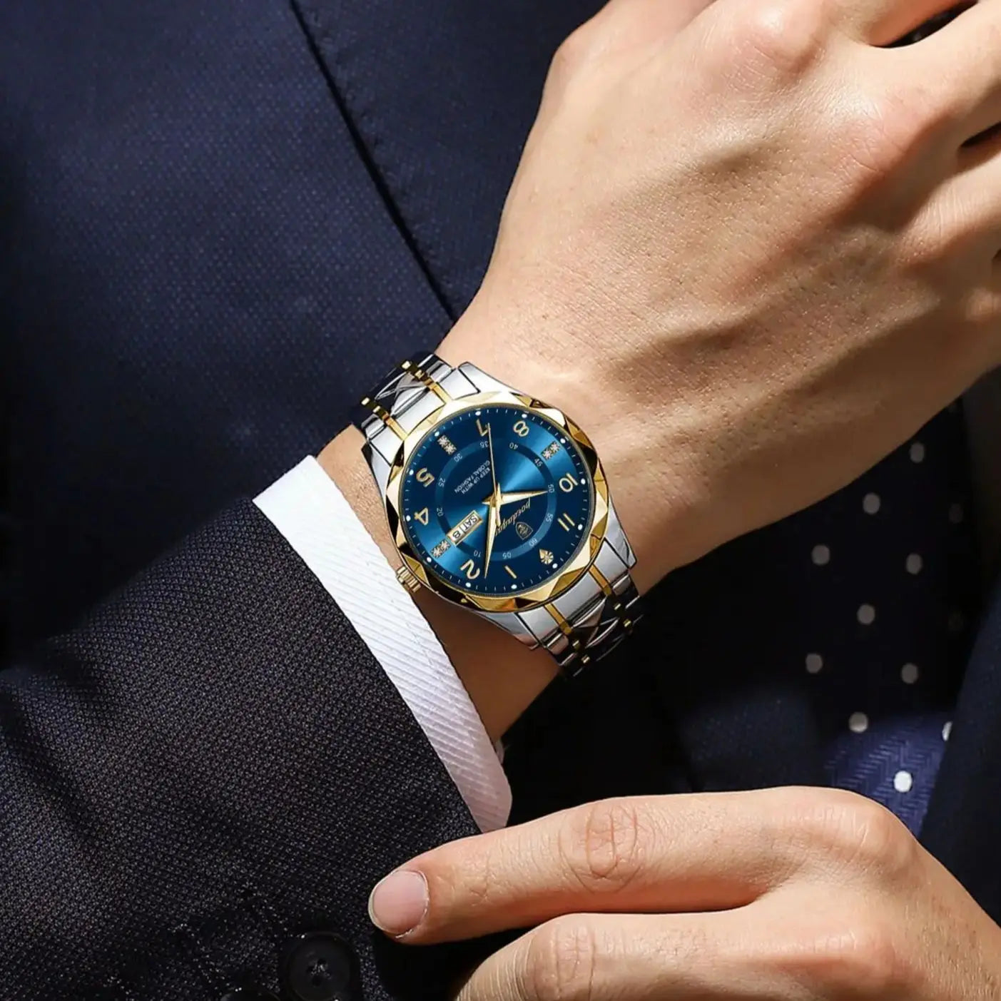 POEDAGAR Top Business Men Quartz Watch Waterproof Date Week Luminous Wristwatch Stainless Steel Fashion Men's Watches Man Clock Zpaxo