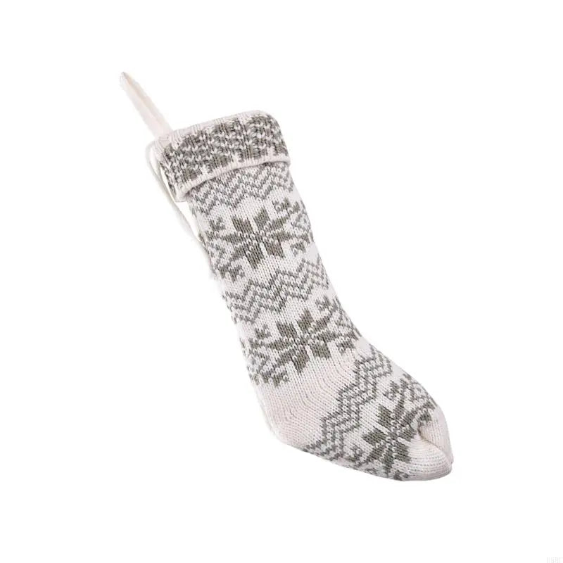 Knit Snowflake Christmas Hanging Socks Stockings Candy Bag