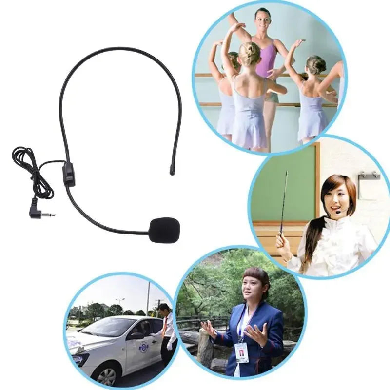 Portable Head-mounted Headset Microphone Wired Plug Guide Lecture Zpaxo