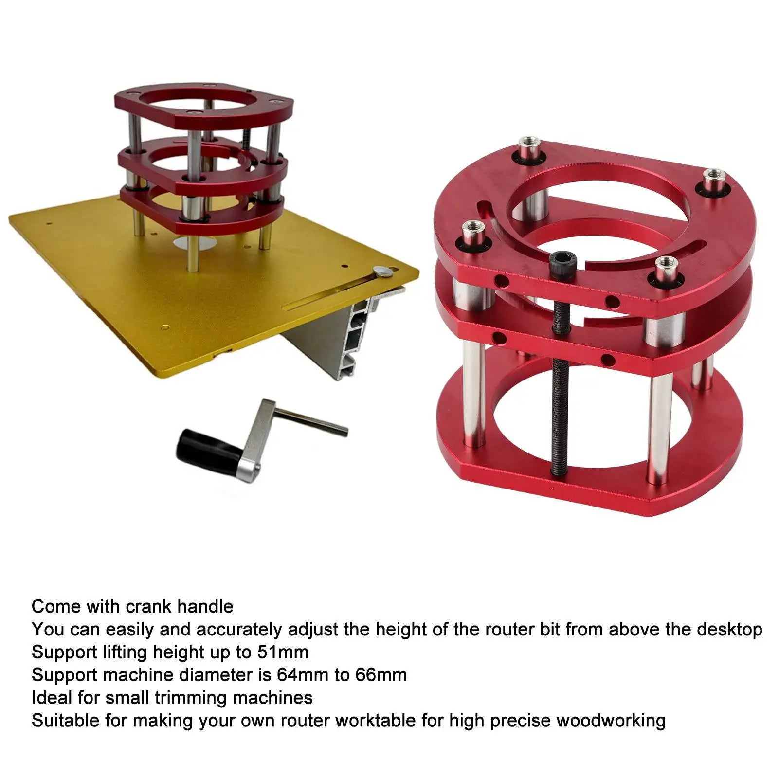 Router Lift Base Aluminum Alloy Stainless Steel 4 Jaw Clamping Table
