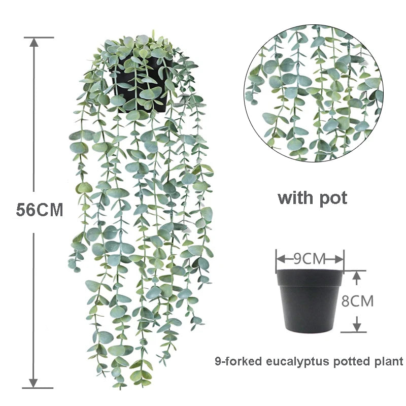 Artificial Hanging Plants Fake Potted Greenery Eucalyptus Mandala Zpaxo Eucalyptus B