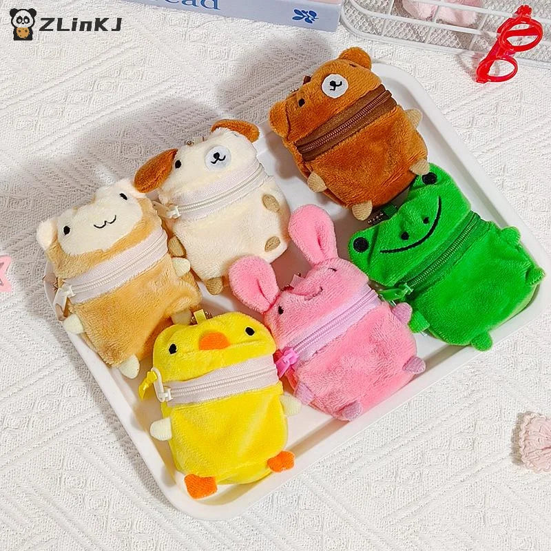 Mini Pink Fluffy Rabbit Coin Purse Keychain Bag Charm Cute Cartoon Zpaxo