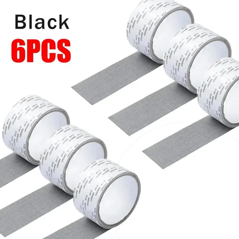 Mosquito Net Windows anti-mosquito mesh Easy-to-Apply Waterproof Window Screen Repair Tape Self-Adhesive Mesh Patch Zpaxo 6pcs-black