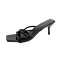 Purple Silk Strap Sandals Women's Summer Butterfly Knot Open Toe Heel Zpaxo black 35