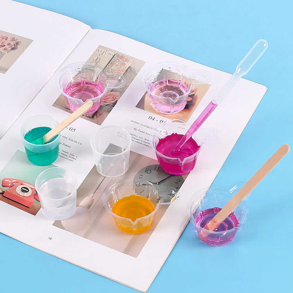 Resin Mixing Casting Tools Kit 10 Mixing Cups 10 Measuring Cups 10 Wooden Sticks 10 Droppers DIY Craft Jewelry Making Zpaxo