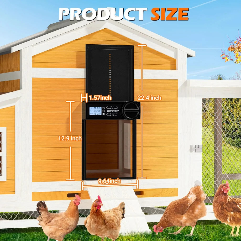 Automatic Chicken Coop Door Auto Duck Door Battery Powered Electric Chicken Coop Door with Timer & Manual Control LED Screen Zpaxo