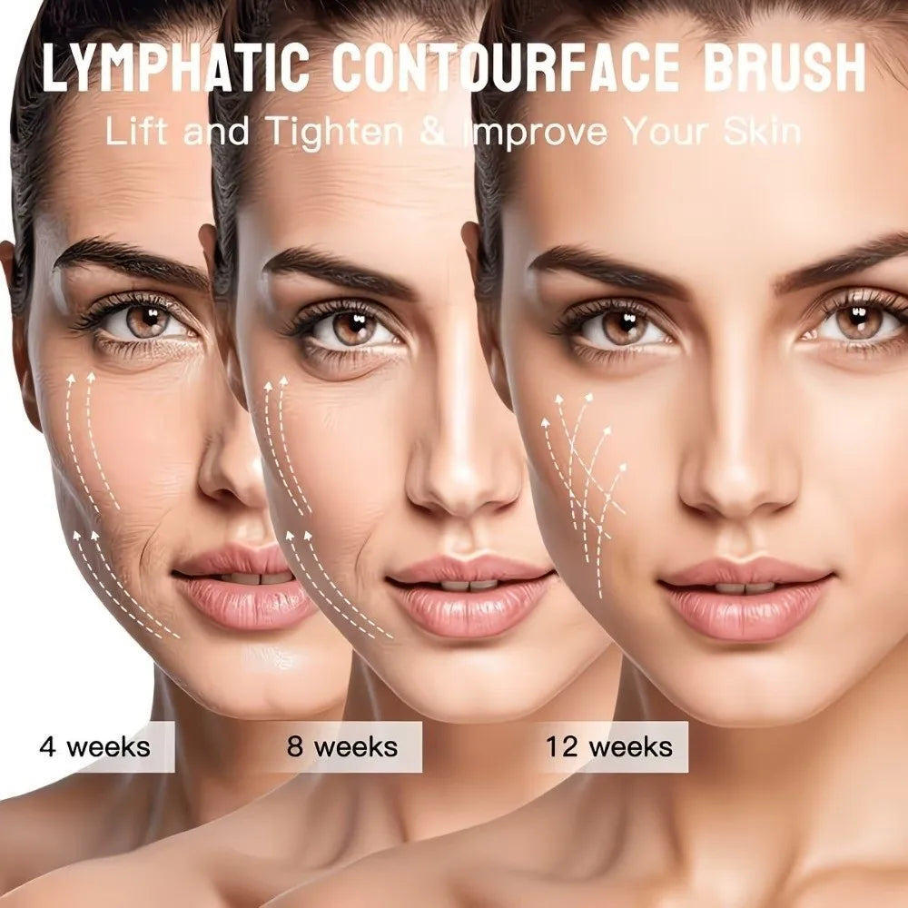 Leopard Print Lymphatic Contour Face Brush Square Shape Reduce Zpaxo