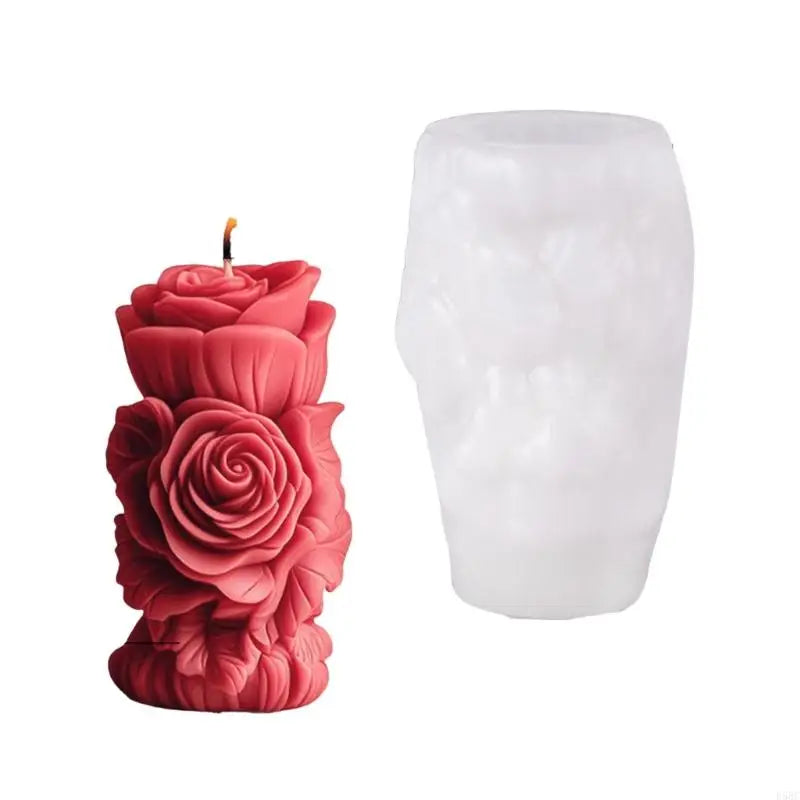Embossed Rose Flower Cylinder Silicone Molds Epoxy Resin Making Soap